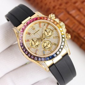 Rolex Внешний обод украшен сапфирами с радужным переходом цвета,