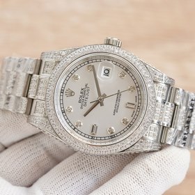 Мужские часы ROLEX с полным бриллиантовым убранством, диаметр 41 