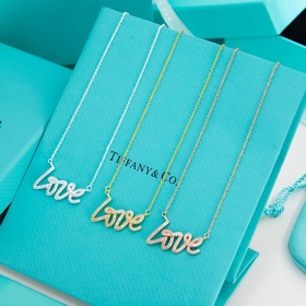 Tiffany LOVE буква, цепочка с бриллиантами Ожерелье из серебра 9