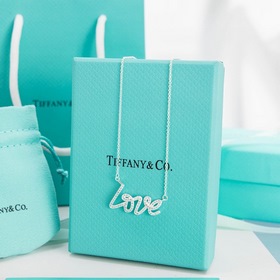 Tiffany LOVE буква, цепочка с бриллиантами Ожерелье из серебра 9