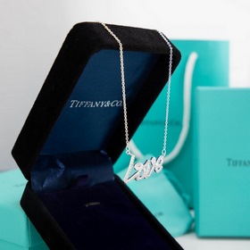 Tiffany LOVE буква, цепочка с бриллиантами Ожерелье из серебра 9