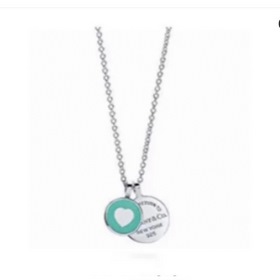 Tiffany Сердцевидный круглый кулон с двумя пластинкамиз эмали из