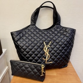 YSL Весенняя сумка Черная кожа с золотыми застежками Модель： 6986