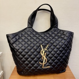 YSL Весенняя сумка Черная кожа с золотыми застежками Модель： 6986