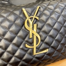 YSL Весенняя сумка Черная кожа с золотыми застежками Модель： 6986