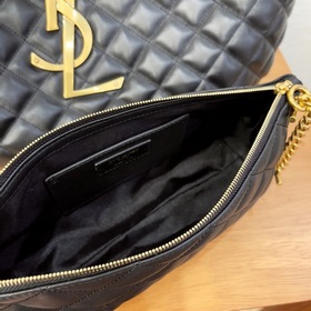 YSL Весенняя сумка Черная кожа с золотыми застежками Модель： 6986
