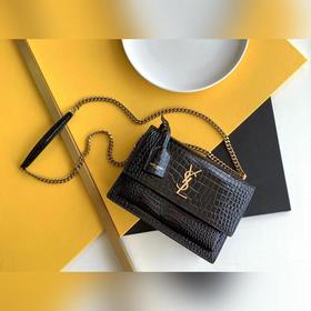 YSL Сумка с цепочкой SUNSET BAG с крокодиловым узором, большая М