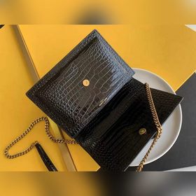 YSL Сумка с цепочкой SUNSET BAG с крокодиловым узором, большая М