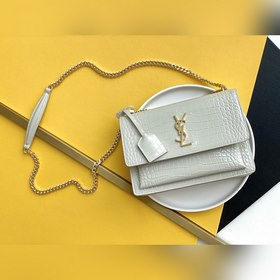 YSL Сумка с цепочкой SUNSET BAG с крокодиловым узором, большая М