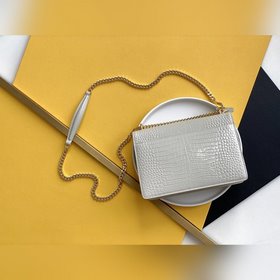 YSL Сумка с цепочкой SUNSET BAG с крокодиловым узором, большая М