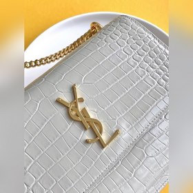 YSL Сумка с цепочкой SUNSET BAG с крокодиловым узором, большая М