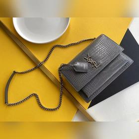 YSL Сумка с цепочкой SUNSET BAG с крокодиловым узором, большая М