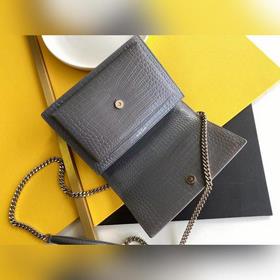 YSL Сумка с цепочкой SUNSET BAG с крокодиловым узором, большая М
