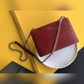 YSL Сумка с цепочкой SUNSET BAG с крокодиловым узором, большая М