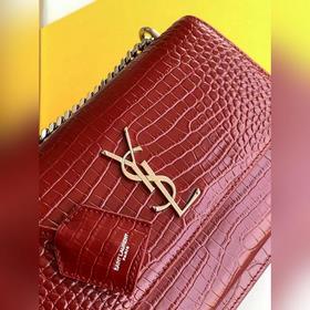 YSL Сумка с цепочкой SUNSET BAG с крокодиловым узором, большая М