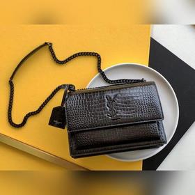 YSL Сумка с цепочкой SUNSET BAG с крокодиловым узором, большая М