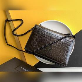 YSL Сумка с цепочкой SUNSET BAG с крокодиловым узором, большая М