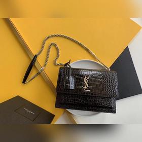 YSL Сумка с цепочкой SUNSET BAG с крокодиловым узором, большая М