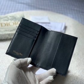 Dior Oblique синий чехол для паспортов из ткани с узором виде пер