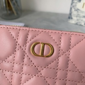 Dior Obliqu Розовый кожаный кошелек с вышитыми нитками Клатч Ар