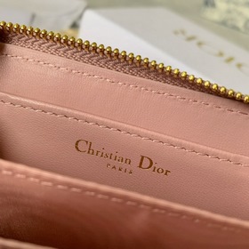 Dior Obliqu Розовый кожаный кошелек с вышитыми нитками Клатч Ар