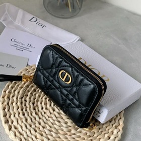 Dior Obliqu Черный кожаный кошелек с вышитыми нитками Модель： 503