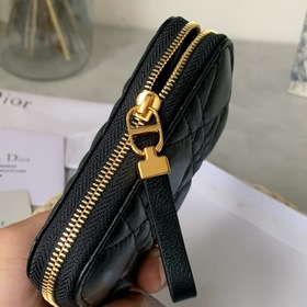 Dior Obliqu Черный кожаный кошелек с вышитыми нитками Модель： 503