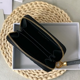 Dior Obliqu Черный кожаный кошелек с вышитыми нитками Модель： 503