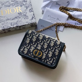 Dior MONTAIGNE NANO клатч Синий с принтом Oblique Артикул： S2105U