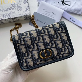 Dior MONTAIGNE NANO клатч Синий с принтом Oblique Артикул： S2105U