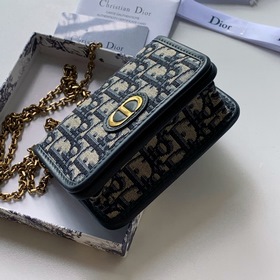 Dior MONTAIGNE NANO клатч Синий с принтом Oblique Артикул： S2105U