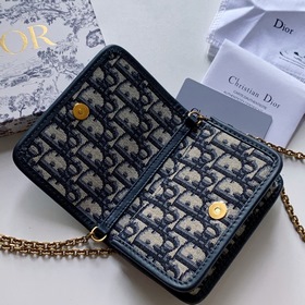 Dior MONTAIGNE NANO клатч Синий с принтом Oblique Артикул： S2105U