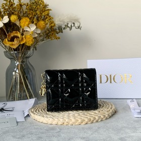 Короткий кошелек Dior с ромбовидным узором Импортная натуральная
