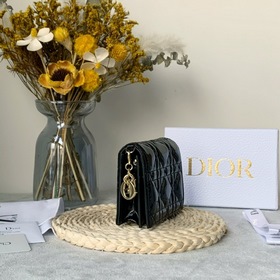 Короткий кошелек Dior с ромбовидным узором Импортная натуральная