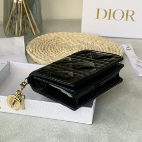 Короткий кошелек Dior с ромбовидным узором Импортная натуральная