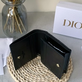 Короткий кошелек Dior с ромбовидным узором Импортная натуральная 