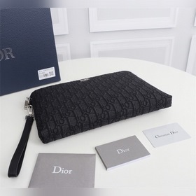 Dior OBLIQUE клатч Модель： 2OBCA251YSE Бежевый и черный принт Obl