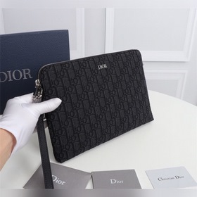 Dior OBLIQUE клатч Модель： 2OBCA251YSE Бежевый и черный принт Ob