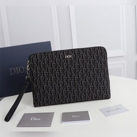 Dior OBLIQUE клатч Модель： 2OBCA251YSE Бежевый и черный принт Ob