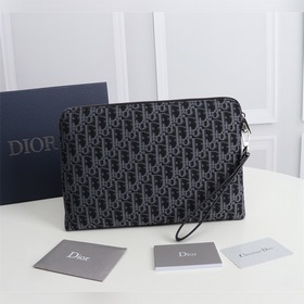 Dior OBLIQUE клатч Модель： 2OBCA251YSE Бежевый и черный принт Ob