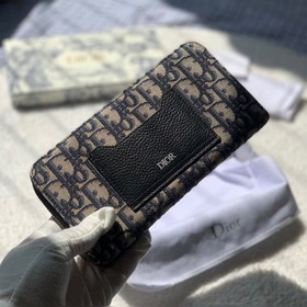 Мини-кошелек с длинной застежкой-молнией и синим принтом Dior Obl
