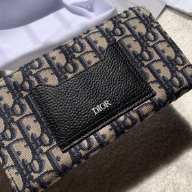 Мини-кошелек с длинной застежкой-молнией и синим принтом Dior Obl