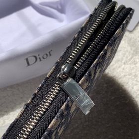 Мини-кошелек с длинной застежкой-молнией и синим принтом Dior Obl