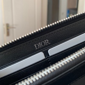 Мини-кошелек с длинной застежкой-молнией и синим принтом Dior Obl