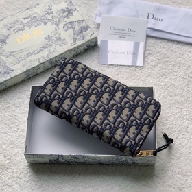 Dior Длинный кошелек на молнии, сумка в руке, модель S5535 Синяя