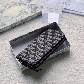 Dior Длинный кошелек на молнии, сумка в руке, модель S5535 Синяя