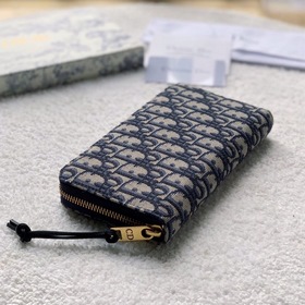 Dior Длинный кошелек на молнии, сумка в руке, модель S5535 Синяя 