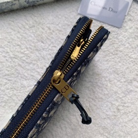 Dior Длинный кошелек на молнии, сумка в руке, модель S5535 Синяя 