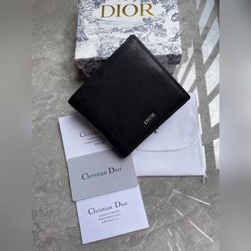 Кожаный кошелек Dior для мужчин, модель № 027, , черный, с принто
