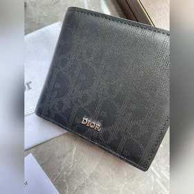Кожаный кошелек Dior для мужчин, модель № 027, , черный, с принто